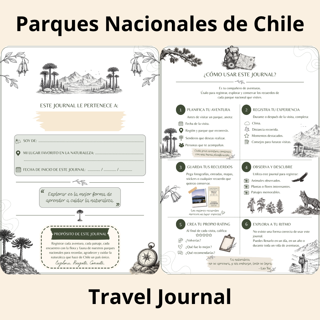 Parques Nacionales de Chile Travel Journal - Bitácora para Registrar tus Aventuras - Imagen 2