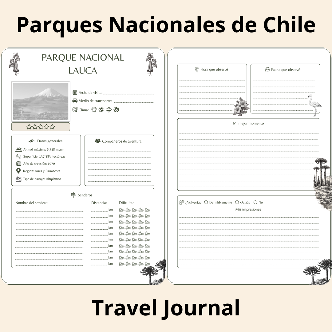 Parques Nacionales de Chile Travel Journal - Bitácora para Registrar tus Aventuras - Imagen 5