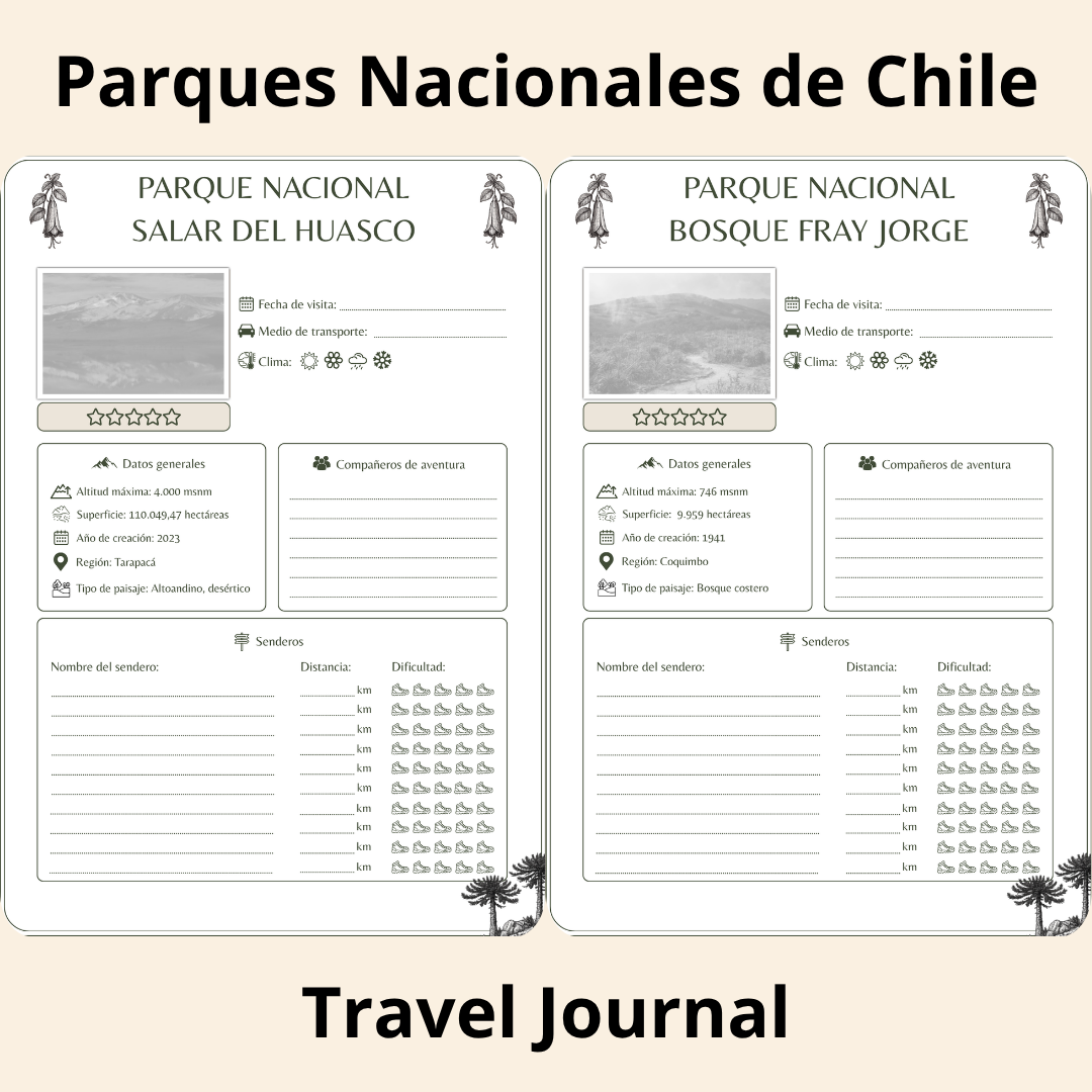 Parques Nacionales de Chile Travel Journal - Bitácora para Registrar tus Aventuras - Imagen 6